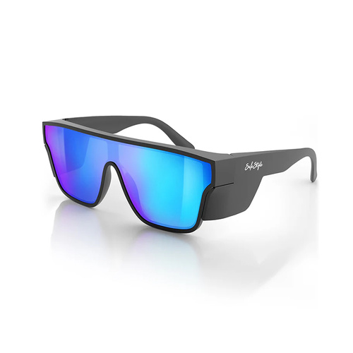 WORKWEAR, SAFETY & CORPORATE CLOTHING SPECIALISTS  - Primes Matte Black Frame Reflectors Blue Lens