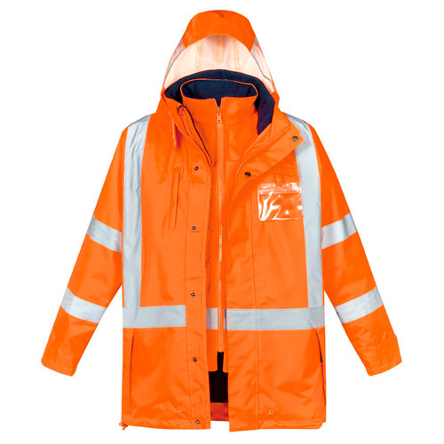 WORKWEAR, SAFETY & CORPORATE CLOTHING SPECIALISTS  - Mens Hi Vis X Back Taped 4 in 1 Waterproof Jacket