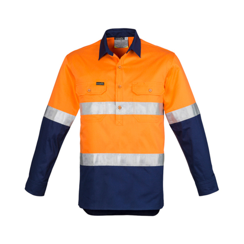 WORKWEAR, SAFETY & CORPORATE CLOTHING SPECIALISTS  - Mens Hi Vis Closed Front L/S Shirt - Hoop Taped