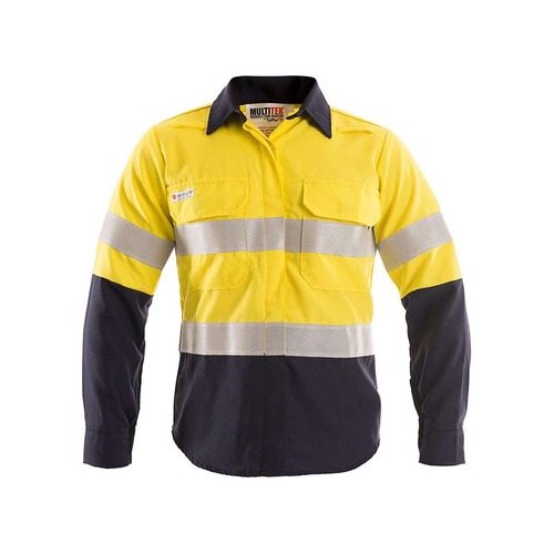 WORKWEAR, SAFETY & CORPORATE CLOTHING SPECIALISTS  - OPEN FRONT SHIRT PPE 2 180GSM WITH FR PERFORATED TAPE