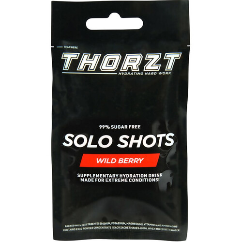 WORKWEAR, SAFETY & CORPORATE CLOTHING SPECIALISTS  - THORZT FIVE PACK SUGAR FREE SOLO SHOT WILD BERRY - 5 SACHETS