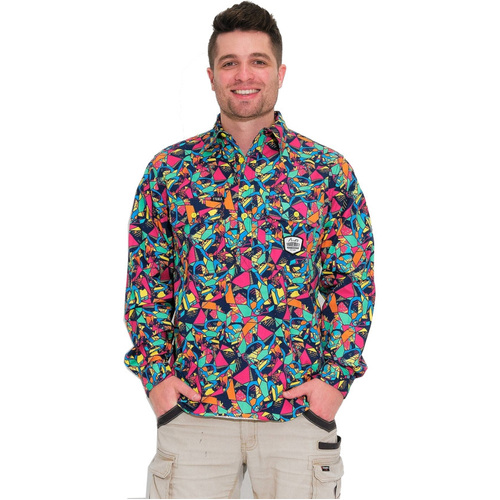 WORKWEAR, SAFETY & CORPORATE CLOTHING SPECIALISTS  - MENS VENTURA FULL PRINT 1/2 PLACKET WORKSHIRT