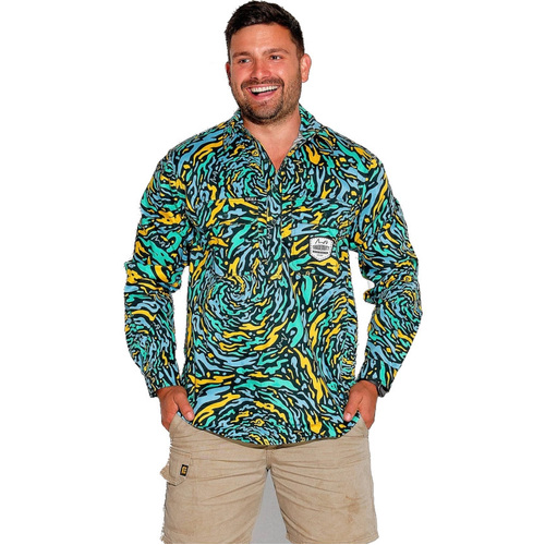 WORKWEAR, SAFETY & CORPORATE CLOTHING SPECIALISTS  - MENS SPUN OUT FULL PRINT 1/2 PLACKET WORKSHIRT