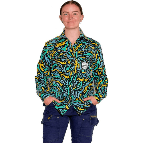 WORKWEAR, SAFETY & CORPORATE CLOTHING SPECIALISTS  - WOMENS SPUN OUT FULL PRINT FULL PLACKET WORKSHIRT