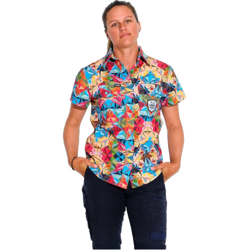 WORKWEAR, SAFETY & CORPORATE CLOTHING SPECIALISTS  - WOMENS FRACTAL S/S FULL PLACKET SHIRT