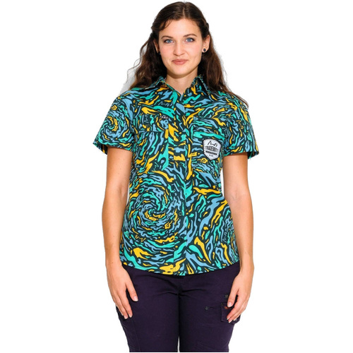 WORKWEAR, SAFETY & CORPORATE CLOTHING SPECIALISTS  - WOMENS SPUN OUT S/S FULL PLACKET SHIRT
