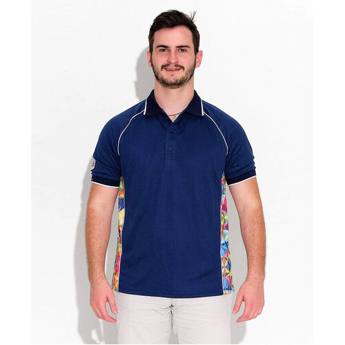 NAVY FRACTAL SHORT SLEEVE POLO