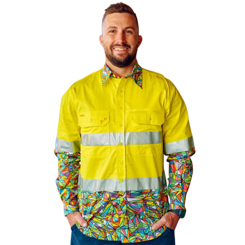 WORKWEAR, SAFETY & CORPORATE CLOTHING SPECIALISTS  - Men's Bonza Yellow Day/Night Hi Vis Full Button Workshirt