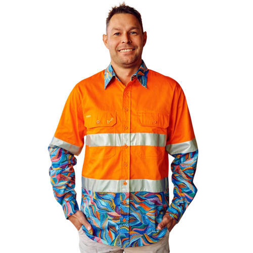 WORKWEAR, SAFETY & CORPORATE CLOTHING SPECIALISTS  - Men's Snazzy Orange Day/Night Hi Vis Full Button Workshirt