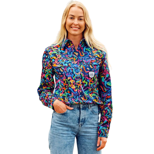 WORKWEAR, SAFETY & CORPORATE CLOTHING SPECIALISTS  - Women's Pearler Full Button Long Sleeve Full Print Workshirt