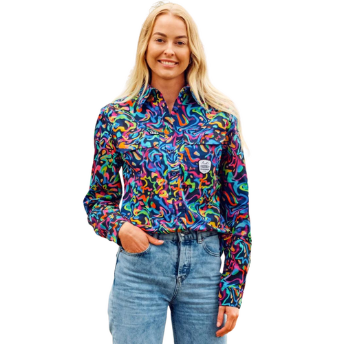 Women's Pearler Full Button Long Sleeve Full Print Workshirt