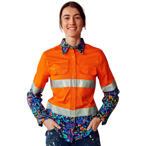 WORKWEAR, SAFETY & CORPORATE CLOTHING SPECIALISTS  - Women's Pearler Orange Day/Night Hi Vis Workshirt