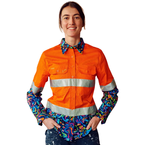 Women's Pearler Orange Day/Night Hi Vis Workshirt