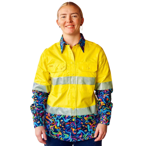 Women's Pearler Yellow Day/Night Hi Vis Workshirt