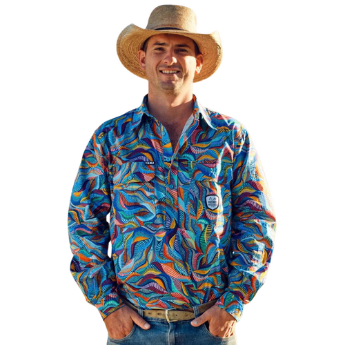 WORKWEAR, SAFETY & CORPORATE CLOTHING SPECIALISTS  - Men's Snazzy Half Button Full Print Workshirt