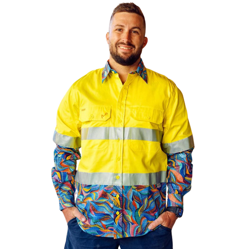 WORKWEAR, SAFETY & CORPORATE CLOTHING SPECIALISTS  - Men's Snazzy Yellow Day/Night Hi Vis Full Button Workshirt