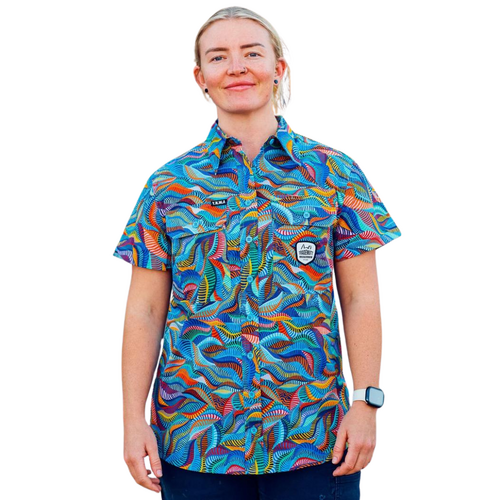 Women's Snazzy Short Sleeve Full Print Workshirt