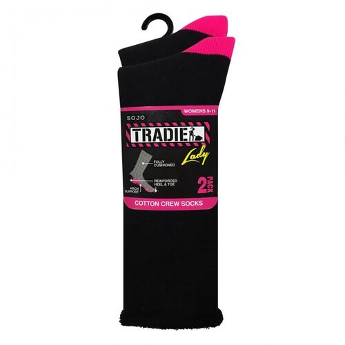 WORKWEAR, SAFETY & CORPORATE CLOTHING SPECIALISTS  - TRADIE LADIE 2PK COTTON CREW SOCK