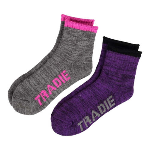 WORKWEAR, SAFETY & CORPORATE CLOTHING SPECIALISTS  - TRADIE LADIE 2PK QUARTER CREW SOCK