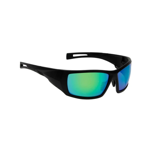 WORKWEAR, SAFETY & CORPORATE CLOTHING SPECIALISTS  - CHISEL - Matt Black Frame, Green Revo Lens - Safety Sunglasses