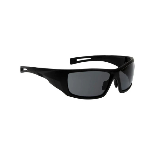 WORKWEAR, SAFETY & CORPORATE CLOTHING SPECIALISTS  - CHISEL - Matt Black Frame, Smoke Lens - Safety Sunglasses