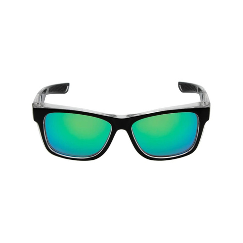 WORKWEAR, SAFETY & CORPORATE CLOTHING SPECIALISTS  - SPARKIE - Matt Black / Green Revo Safety Glasses