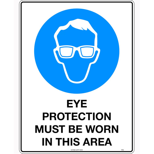 WORKWEAR, SAFETY & CORPORATE CLOTHING SPECIALISTS  - 450x300mm - Poly - Eye Protection Must be Worn in This Area
