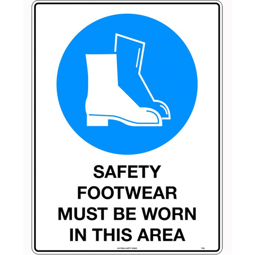 WORKWEAR, SAFETY & CORPORATE CLOTHING SPECIALISTS  - 300x225mm - Poly - Safety Footwear Must be Worn in This Area