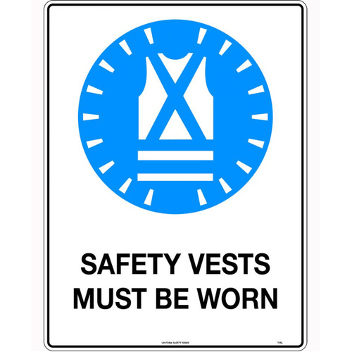 WORKWEAR, SAFETY & CORPORATE CLOTHING SPECIALISTS  - 450x300mm - Poly - Safety Vests Must be Worn