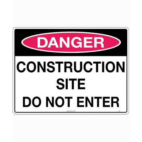 WORKWEAR, SAFETY & CORPORATE CLOTHING SPECIALISTS  - 600x400mm - Poly - Danger Construction Site Do Not Enter