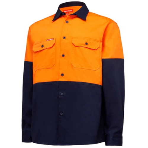 WORKWEAR, SAFETY & CORPORATE CLOTHING SPECIALISTS  - Core - Mens Hi Vis L/S H/weight 2 tone Cotton Drill Shirt